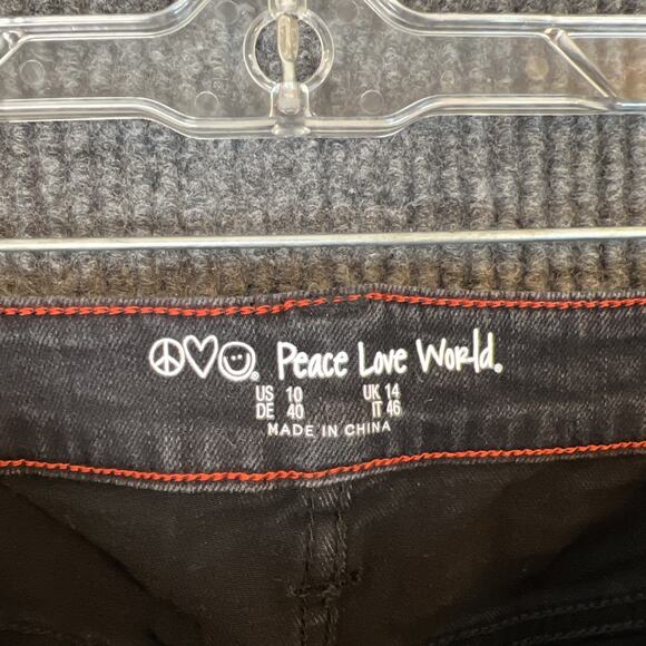 Peace Love World Regular Patch Pocket Flare Jeans Black Womens Size 10 Boho - Picture 11 of 12